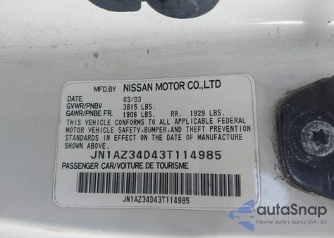 2003 Nissan 350Z Touring from USA, damaged, VIN JN1AZ34D43T114985